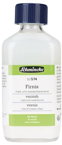 Schmincke - Firnis, glänzend für Acryl, 200 ml, 50 574 026, matt, farblos, alterungsbeständig, glasklar auftrocknend, flüssig für Pinselauftrag. Auf Wasserbasis.