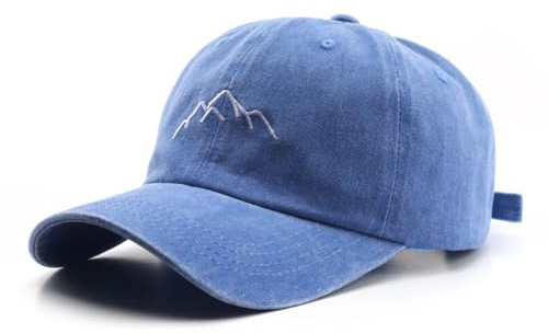 YULOONG Herren Vintage Baseball Cap Mountain Berggipfel Peak Stickerei Baseball Hüte Retro gewaschen Baumwolle Dad Cap Frauen Outdoor Sport Cap Verstellbar Unisex Hellblau