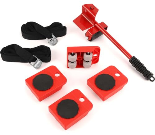 BEYGIH 7PCS Furniture Moving Wheels Set, 360°Rotation Furniture lifter and 3m Black Cam Straps, Max Up for 600KG Appliance Sliders Mover, Fridge Roller Tools Easy and Safe Movers for Heavy Items