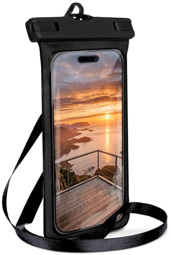 ONEFLOW Beach Bag für Motorola Edge 50 Ultra wasserdichte Hülle mit Touch und Kamera Fenster, Unterwasser Handyhülle zum Reisen, Schwimmen mit Armband und Band zum Umhängen, Schwarz