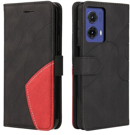 CXTCASE Funda Cartera para Motorola Moto G85, FuncióN Kickstand Cubre con Motorola Moto G85, Funda con Tapa Motorola Moto G85, Funda Movil Carcasa PU Cuero, Negro