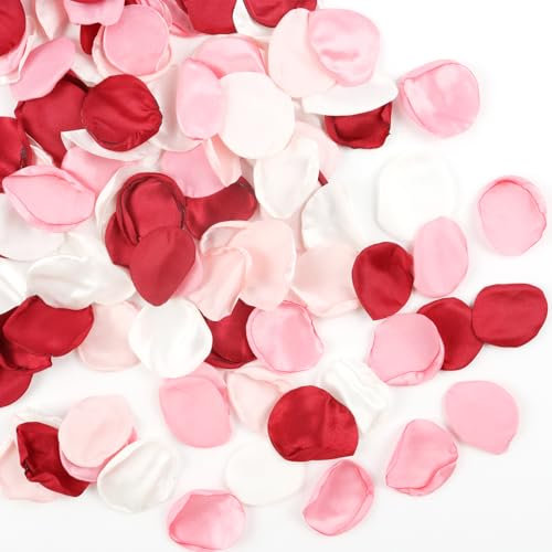 HEOUCH Environ 200 Pièces Petale de Rose, Petale de Rose Mariage en Polyester, Petales de Rose Artificiels, Pétales Réutilisables pour Boîtes Cadeaux, Décorations de Table, Saint Valentin