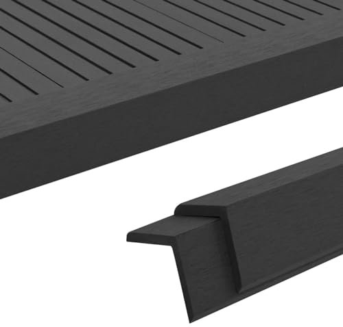 ZEYUAN Terrassen-Winkelleisten 5 STK. WPC 170 cm Schwarz, Treppenkantenprofil, Abschlussleiste, Verblender Aussen, Eckschutzprofil, Winkelblech, Tropfkante, Wandanschlussprofil - 45020