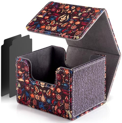 JoyHood Caja de Tarjetas con 2 Separadores, Card Deck Box para de 110+ Tarjetas, Caja de Tarjetas Compatible con Tarjetas MTG/YGO/TCG/OCG, Reino Místico Encantado