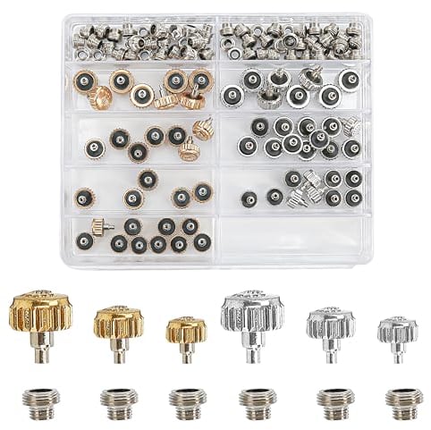 Uhren-Kronen-Ersatz-Set für Rolex Kaliber 3135, 3235, 3335, wasserdichte Down-Schraube, Kupfer, Bronze, Zubehör, Sortiment, Ersatzreparatur-Entfernungswerkzeug (verschiedene Silber-Gold), Gold, Modern