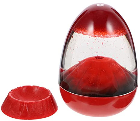 GREENADSCAPE Ornements Sablier De Bureau Sablier Volcanique des Éruptions Volcaniques Minuterie Liquide Sablier à Huile Sablier Liquide Minuterie Acrylique Résine Rouge