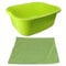 Easy Shopping® 11 Litres Washing Up Plastic Bowl Rectangular Shape and microfibre Cleaning Cloth Multi-Purpose Basin Mixing Sink Tidy Organizers (Lime Green)