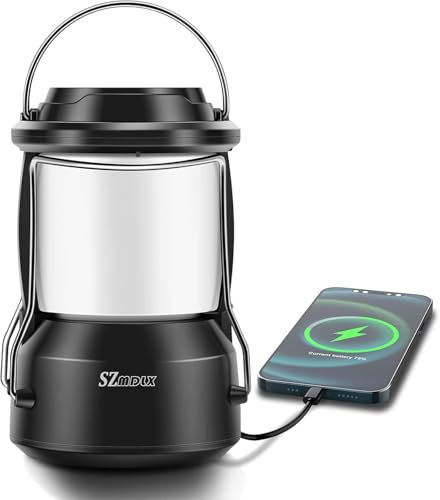 SZMDLX Camping Laterne, Tragbare Camping Lichter Wiederaufladbare Quelle Dimmbare LED Outdoor-Licht 12+ Stunden Lebensdauer der Batterie Notlicht für Camping, Stromausfälle, Angeln, Wandern