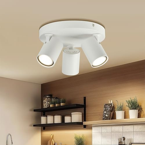 Zedelmaier Deckenlampe LED Deckenleuchte Deckenstrahler 3 Flammig GU10 Rund Deckenspot für Wohnzimmer Schlafzimmer Arbeitszimmer Flur kinderzimmer lampe decke Küche ohne Leuchtmittel Weiß