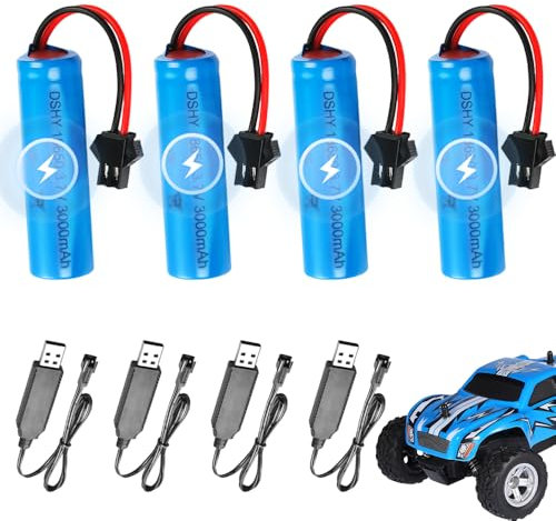 18650 Akku 3,7v 3000mah, 3,7v Li-ion Akku 18650 mit SM-2P Stecker, Rechargable Batterie für RC Fahrzeuge, Boote, Roboter, Panzer, Auto, Stunt Car (4)