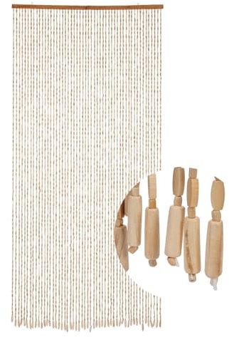 Garbenat Bambusvorhang - 90 x 200cm Perlenvorhang 52-Zeilen Hängender Teilervorhang Retro Bambusspan Perlen Türvorhang Baumwollfaden Seilvorhang Dekovorhang - Bambusfarbe