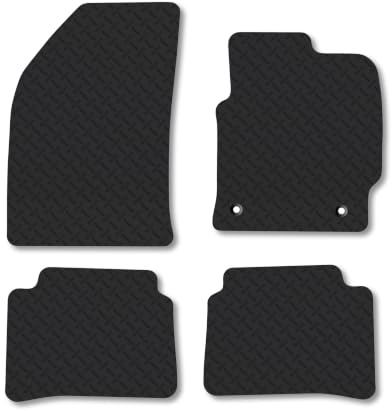 Fits Toyota Corolla (2019+) 5mm Rubber Car Floor Mats | Tailored Fit Carpet Floor Mats non Slip Red Trim Full Coverage Compatible Accessory Front Rear Anti Slip Granulated Backing