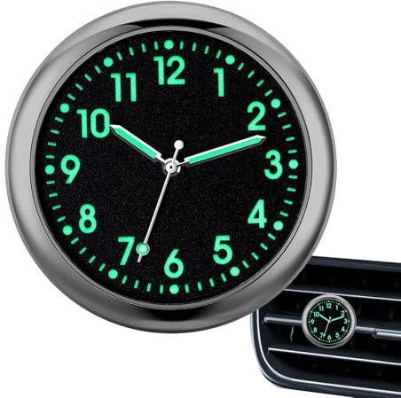Quarz Auto Ersatzuhr - Selbstklebend Leuchtende Auto Uhr | Auto Armaturenbrettuhr | Kleine Analoge Uhr | Analoge Autouhr Leuchtend | Leuchtende Kleine Analoguhr | Auto Lüftungsschlitz Clip Uhr
