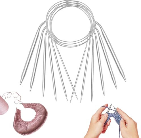 6 Pcs Circular Knitting Needles Set 40cm - Short Round With Cable for Socks and Hats, 6 Sizes (2.5mm-5mm)