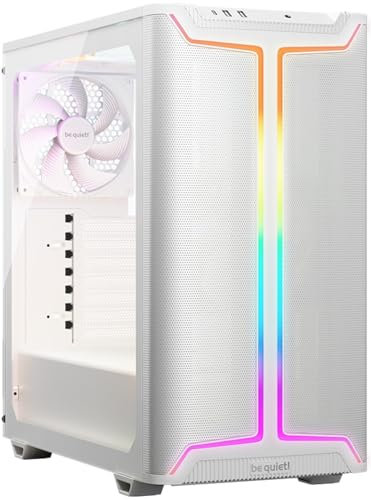 be quiet! Pure Base 501 DX White boîtier PC, éclairage ARGB, Design Dynamique, 3 Ventilateurs Pure Wings 3 PWM 140 mm White préinstallés, Excellent système de Circulation de l’air, Espace généreux