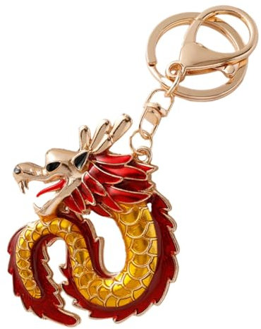 BESPORTBLE Sternzeichen Drache Schlüsselanhänger Ornament Karikatur Party Schlüsselanhänger Süß Glücklich Tierkreis -charm Sternzeichen-drachen- Metall Rot
