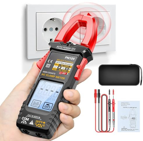 Bvizyelck Clamp Meter, 4000 Count Digital Multimeter With Case, Detector, Automatic Professional Tool, LCD Backlight Display, For Electrician Maintenance