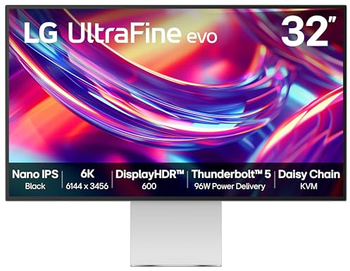 LG UltraFine evo 32U990A-S - 6K (6144 x 3456p) Nano IPS Nero 32 pollici, 60Hz, 5ms GtG, DCI-P3 98%, Adobe RGB 99,5%, HDR 600, compatibile Mac, altoparlanti, Thunderbolt 5, HDMI 2.1, DP2.1, argento