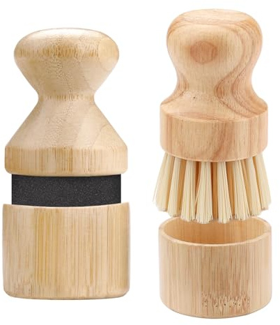 4-teiliges Holzschneidebrett, Ölwachs-Applikator und Metzger-Block, Scheuerbürste mit Deckel, kein Durcheinander, Schneidebrett, Ölen und Reinigungswerkzeug für Spatel, Löffel, Holzutensilien (2 Sets)
