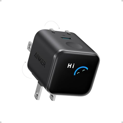Anker Smart Display Charger, Anker Nano USB C Charger Block, 45W Max GaN Phone Charger,180° Foldable Plug,Smart Recognition,Built-in Care Mode,for iPhone17/16/15(Non-Battery,One USB-C Port,No Cable)