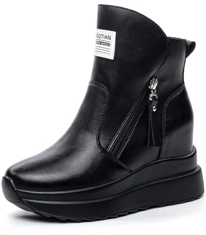 AONETIGER Sneakers Zeppa Donna Pelle Alte Piattaforma 9 cm Gr.34-40EU | Chiusura con cerniera Tacco Interno | Moda Leggere Wedges | Casual Comode | ideali per fitness, Ufficio e Tempo libero