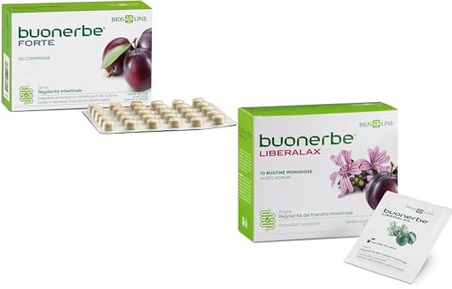 BIOS LINE Buonerbe Forte Integratore Alimentare 90 Compresse per Regolarità Intestinale e Intestino Pigro Senza Glutine Adatto a Vegani con Omaggio Buonerbe Liberalax 10 Bustine