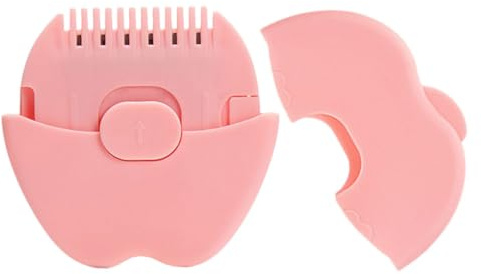 2-in-1 Haarschneiderkamm mit Sicherheitskamm, Doppelseitig Rosa | Apfelform, Metall und Kunststoff, Rundet Kanten Sanft, für Kinderfrisuren, Reise und Salontraining