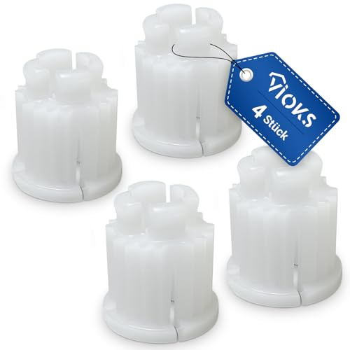 VIOKS 4x Rastbuchsen für Knebel Innenoberteil 3/8 1/2 3/4 Waschbecken | Einrastbuchsen, mit Vielzahn Achse, Kunststoff Weiß, für Zweigriff-Armaturen im Sanitärbereich Wasserhahn Bad