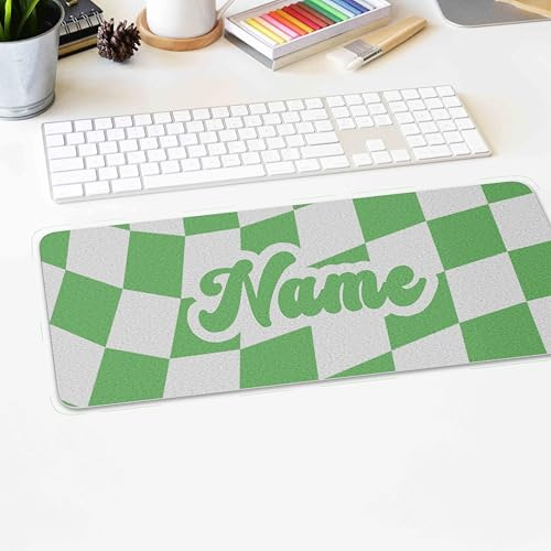 Retro Checker Name Gaming Desk Mat Personalised Skate Style Checkerboard Mouse Pad Custom 90s Aesthetic Desk Pad Large Extended Keyboard Mat Non Slip PC Laptop Teen Room Decor Gift