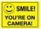 Pack of 2 A5 Smile You're On Camera Funny CCTV Stickers Safety Business 210mm by 148mm Each