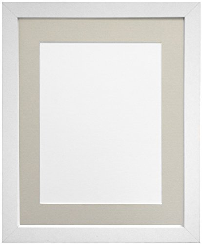 FRAMES BY POST 25mm White Picture Photo Frame with Light Grey Mount 60 x 80cm For Pic Size 50 x 70cm (Plastic Glass)
