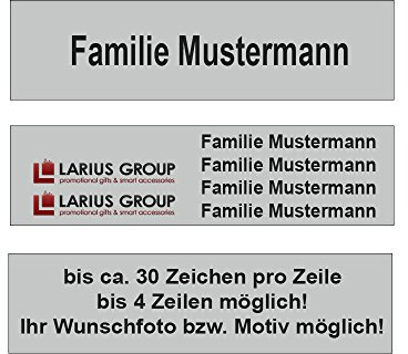 Türschild Silber 60x20mm, Namensschild, Klingelschild, Briefkastenschild, Schild, inkl. Gravur