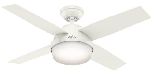 Hunter Fan Dante, 112 cm, Indoor Ceiling Fan with Light and Handheld Remote, Fresh White Finish, 4 Reversible Blades in Blonde Oak and Fresh White, Ideal for Summer or Winter, Model 50630