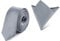 Ladeheid Herren Schmale Krawatte & Einstecktuch Set SP/P (150cm x 5cm, 22cm x 22cm, Silber)