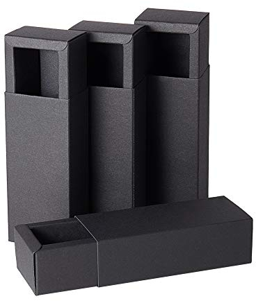 BENECREAT 20 Pack Kraftpapier Schublade Box Festival Geschenkverpackung Kasten Seife Schmuck Jaten Gastgeschenke Geschenk Verpackung Boxen - schwarz (12,3 x 5,4 x 3,8 cm)
