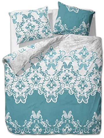 ETÉREA Microfaser Bettwäsche 140x200cm + 70x90cm - Ganzjahresbettwäsche Bettbezug Emma Ornamente - Bettwäsche-Set mit Kissen 140x200cm Bettbezug + 70x90cm Kissenbezug Microfaser - OEKOTEX - Türkis