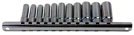 US PRO Tools 11pc 1/4 Dr Deep SAE Sockets Single Hex 6 Point On Rail 3247