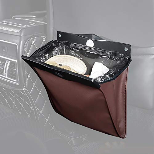 Dance angel Poubelle Portable, Fixé au Mur en Cuir Stockage Sac, 4,5 litres avec Lumière LED Voiture Les ordures Recycler Conteneur, pour Camping Voyage, Rectangulaire Étanche Ashcan