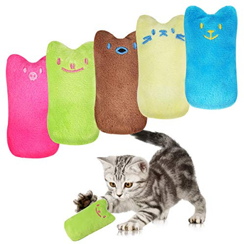 JOYUE 10 PCS Jouet en Peluche Catnip, Jouet Herbe à Chat Coussin Valériane pour Chat, Interactif Chat Oreiller, à MâCher et à Nettoyer Les Dents, Cataire Jouets pour Chat d'intérieur pour Chat Chaton