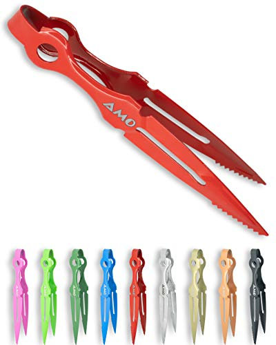 AMO Shisha Zange (Rot, 1) – Shisha Tabak schnell mischen/zerkleinern - mit der 23 cm Shisha Zange heiße Kohle einfach und sicher halten/wenden - Shisha Zubehör - Grill Zubehör