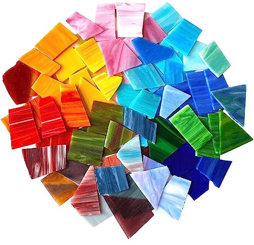 LITMIND 2.2LB Irregular Stained Glass Scraps - Mosaic Glass Pieces & Mosaic Tiles for Crafts Bulk in Assorted Colors and Shapes, Perfect for Mosaic Making Projects, Home Decor, and More