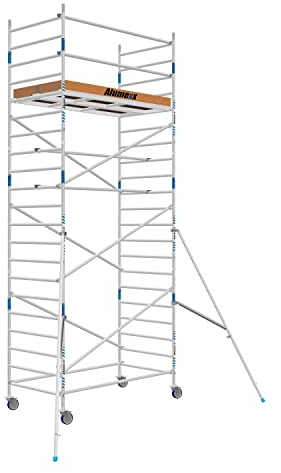 ALX Basic-Line Rollgerüst 135-7,2 m Arbeitshöhe - Baugerüst - Innengerüst - Aluminiumgerüst - Gerüst für den Innen- und Außenbereich (Carbon Plattform, 250)