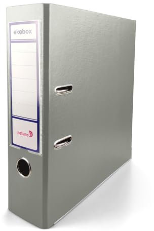 Netuno 1x Akten-Ordner Grau DIN A4 Ekobox 2-Ring-Mechanik Ringorder a4 8cm Kunststoff Ordner a4 breit Büroordner Plastikordner Briefordner a4 Ringmappe breiter Aktenordner PP-Ordner farbig