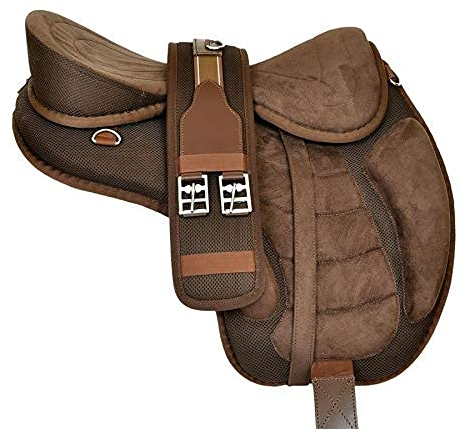 Wonderwish Treeless Bareback-Sattel Englischer Pferdesattel, synthetisch, Springen, Allzwecksattel (braun, 33 cm)