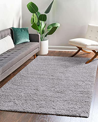 Shaggy Teppich Einfarbig - Langflor Hochflor 3 cm - Modern Teppiche fürs Wohnzimmer Schlafzimmer Esszimmer jeden Raum - Rechteckig Viele Farben & Größe - Grau hellgrau 70 x 200 cm