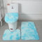 Lifup Badteppich Set 3 Teiliges, rutschfeste Shaggy Badematte, Flauschig Contour Badteppich, Langflor Toilettensitzbezug Tie Dye Blau 1