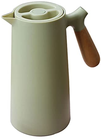 Pichet à café thermique en acier inoxydable de 1 litre, Cruche thermique à double paroi, 12 heures de rétention de chaleur, Fiole isotherme rétention de la chaleur et du froid,Green