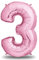 envami® Palloncini Compleanno 3 Anni 101 CM - Palloncino Numero 3 - Numeri Gonfiabili Compleanno - Decorazioni Compleanno - Palloncino 3 Anni Compleanno - Vola con l'Elio, Rosa