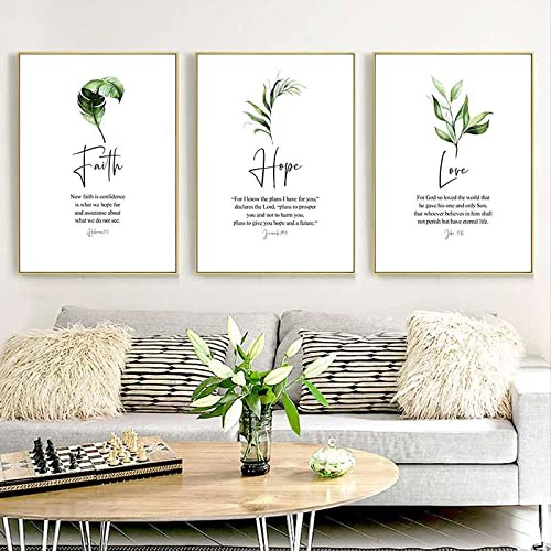 Bibelvers Poster Schwarzweiß Glaube Hoffnung Liebe Wand Kunstdruck Christian Zitate 3 Stück Leinwand Malerei Bilder Für Wohnzimmer Wohnkultur 30Cmx40Cm Kein Rahmen