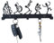 BestAlice Porte-clés créatif noir avec 5 crochets, organiseur de courrier et porte-clés, crochet décoratif en métal pour porte-manteau mural pour couloir, C
